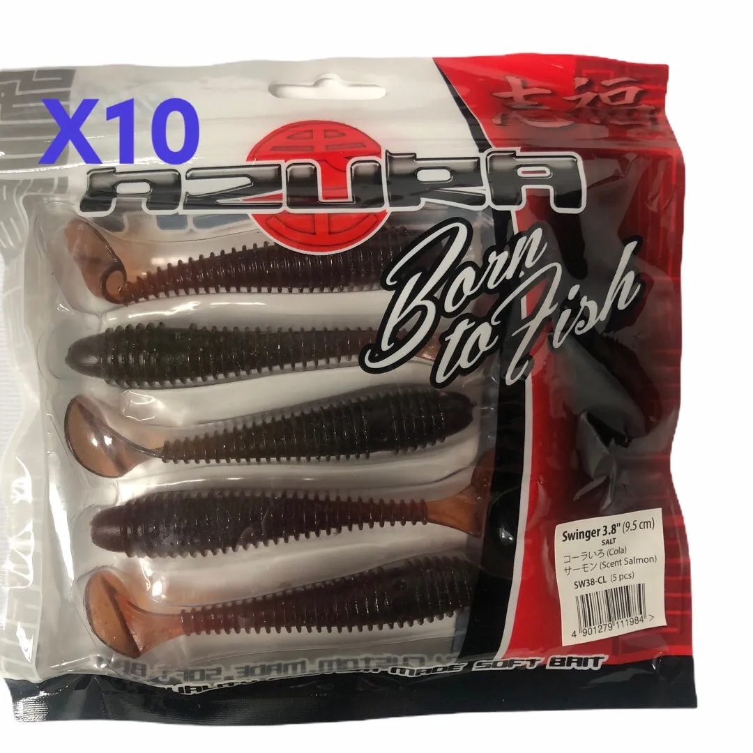 10 Packs Of Soft Plastic Paddle Tail Grub 3.8" 9.5CM Fishing Lures
