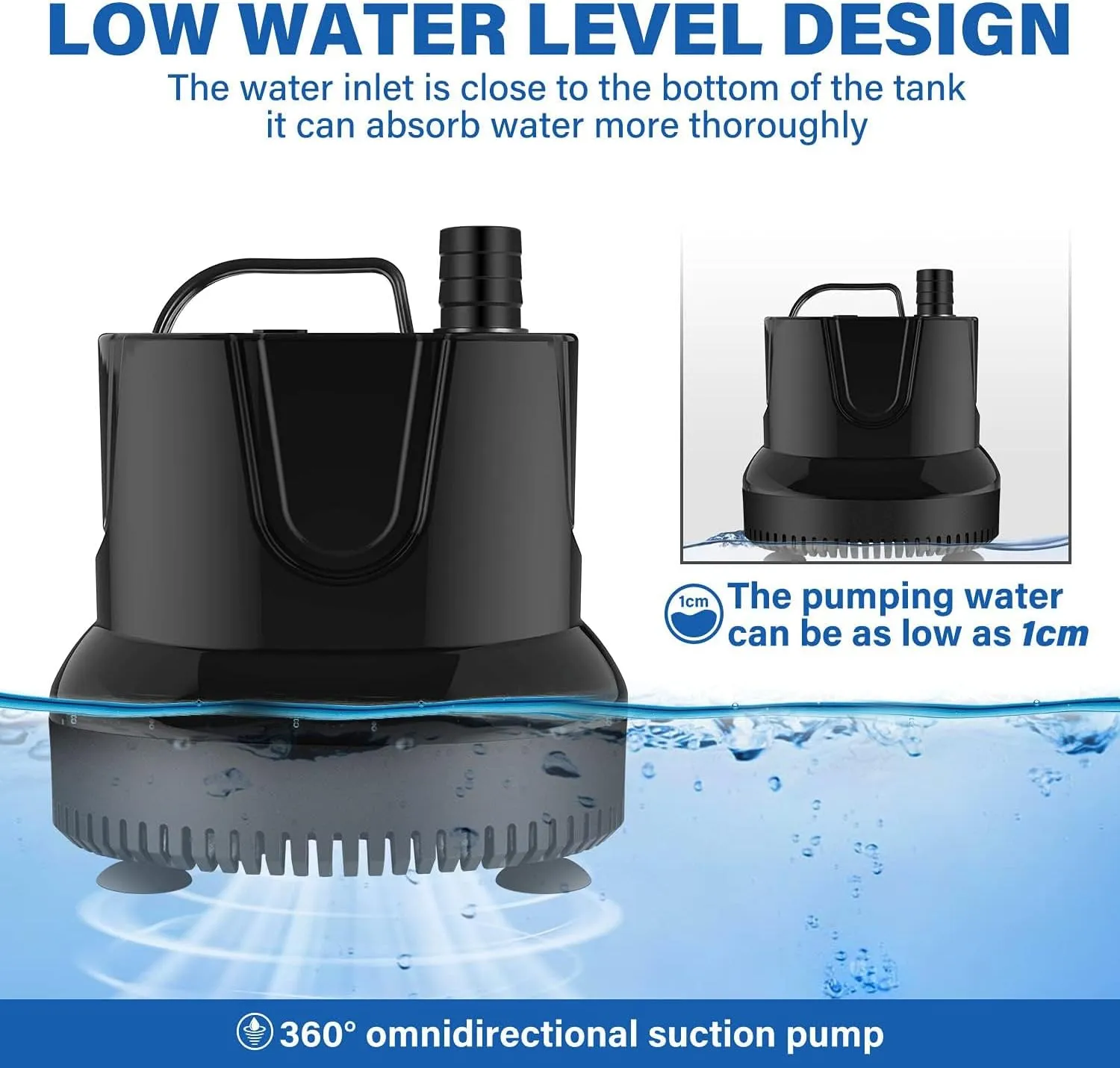 1056GPH Submersible Water Fountain Pump, (4000L/H, 85W) Quick Water Change Aquar