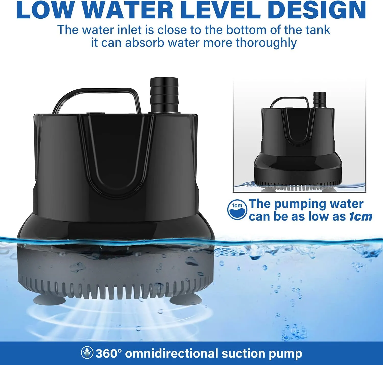 1056GPH Submersible Water Fountain Pump, (4000L/H, 85W) Quick Water Change Aquar