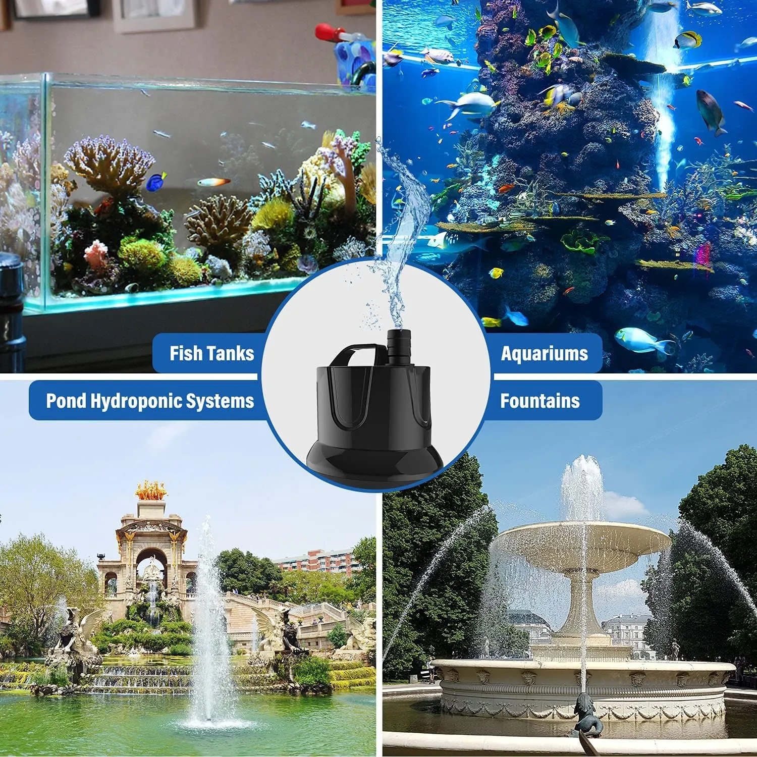 1056GPH Submersible Water Fountain Pump, (4000L/H, 85W) Quick Water Change Aquar