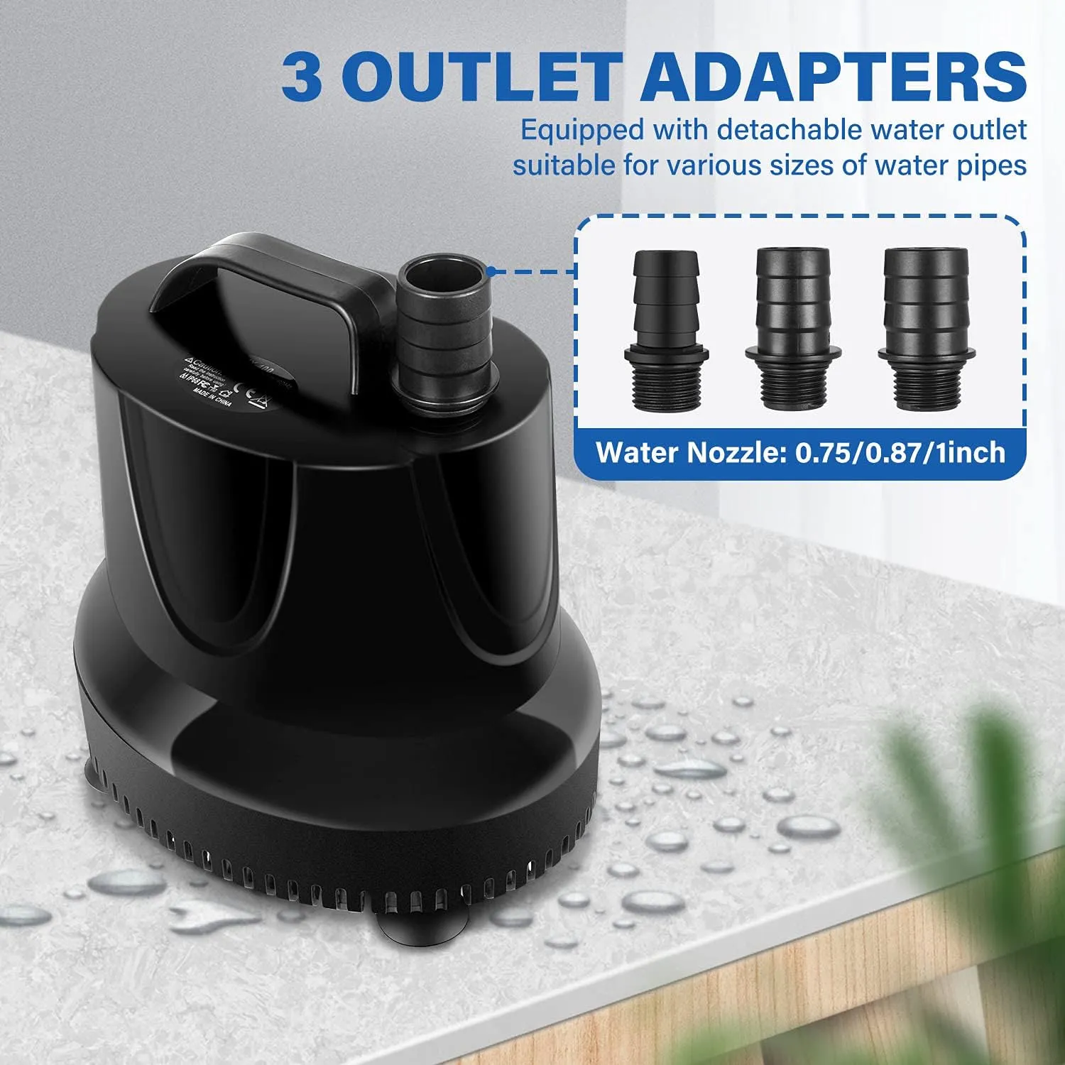 1056GPH Submersible Water Fountain Pump, (4000L/H, 85W) Quick Water Change Aquar