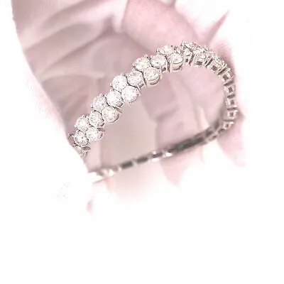 14K Flexible Diamond Bangle White Gold