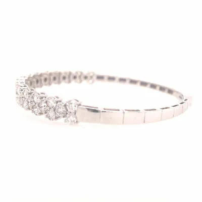 14K Flexible Diamond Bangle White Gold