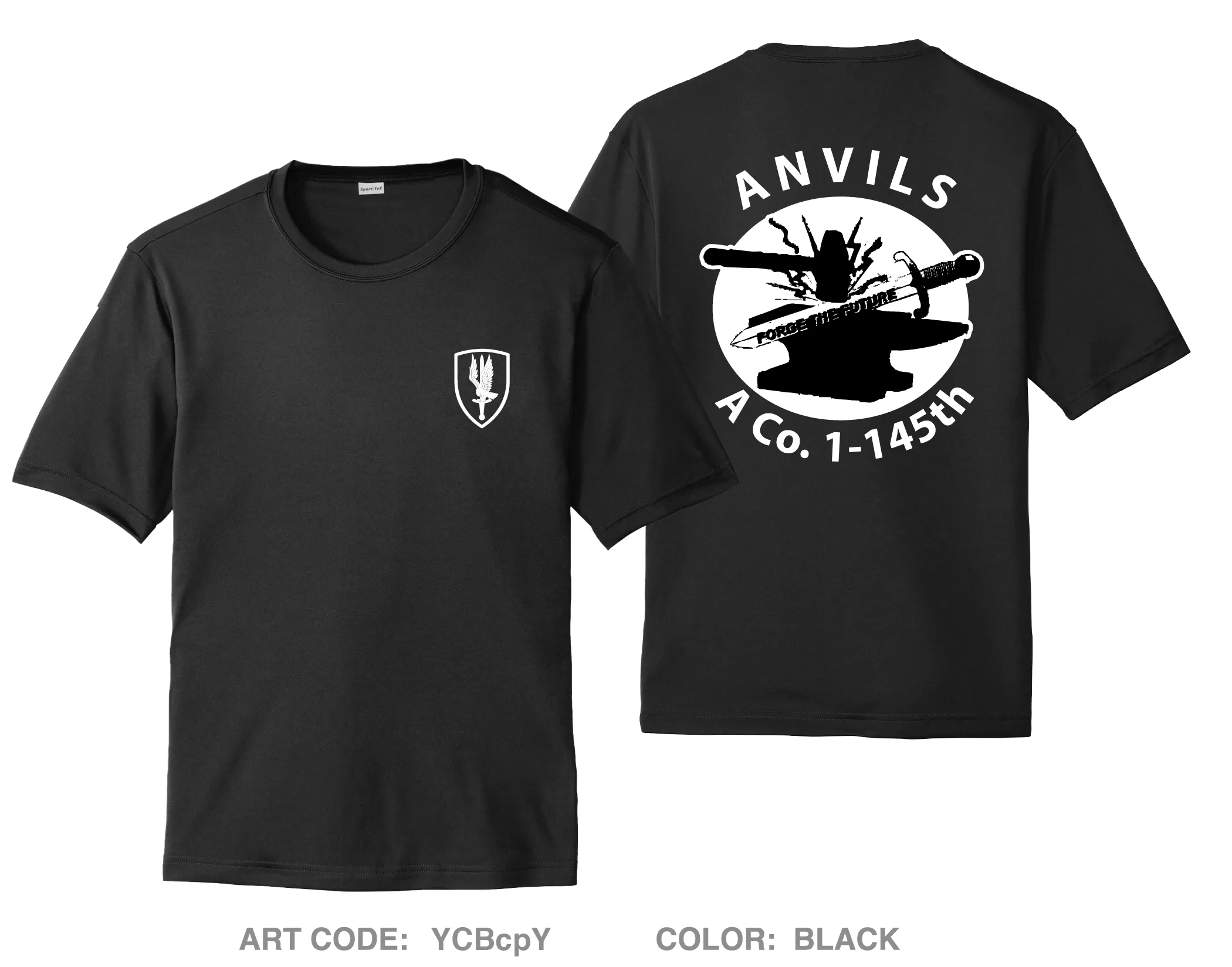 A CO. "Anvils", 1-145th Hi-Tech Performance Unisex SS Tee - YCBcpY