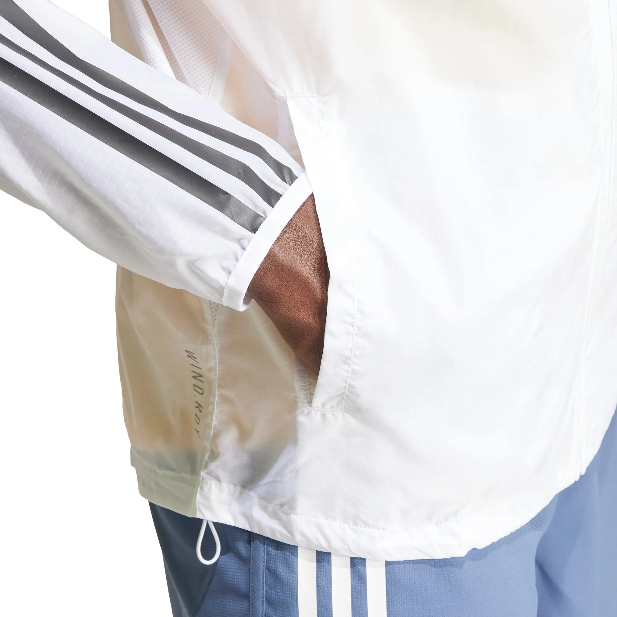 adidas Own The Run 3 Stripes Mens Running Jacket - White