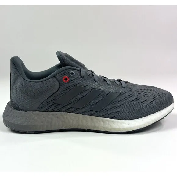 adidas Pureboost 21 Mens 10 Gray White Low Running Shoes Sneakers Boost GZ1530