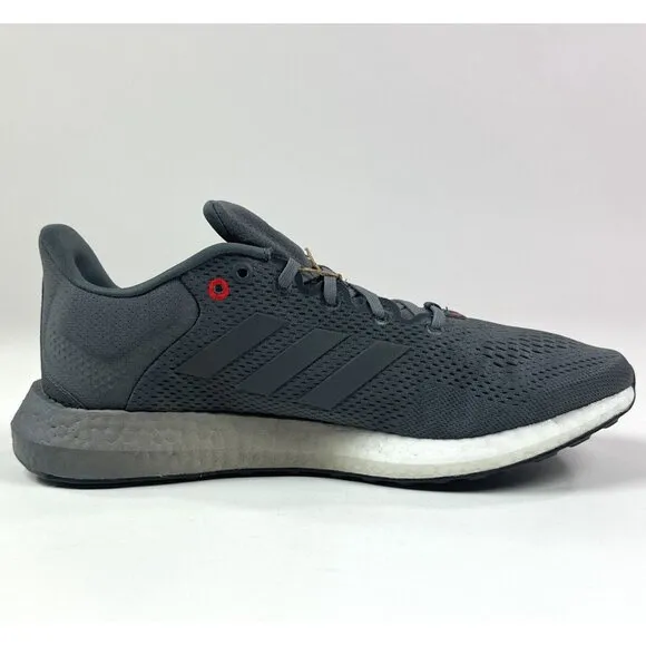 adidas Pureboost 21 Mens 10 Gray White Low Running Shoes Sneakers Boost GZ1530