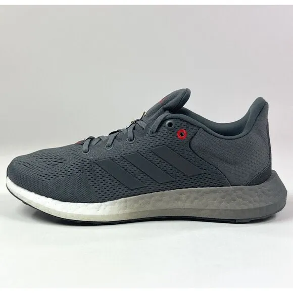 adidas Pureboost 21 Mens 10 Gray White Low Running Shoes Sneakers Boost GZ1530