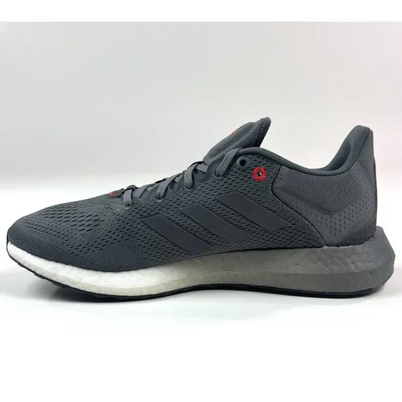 adidas Pureboost 21 Mens 10 Gray White Low Running Shoes Sneakers Boost GZ1530