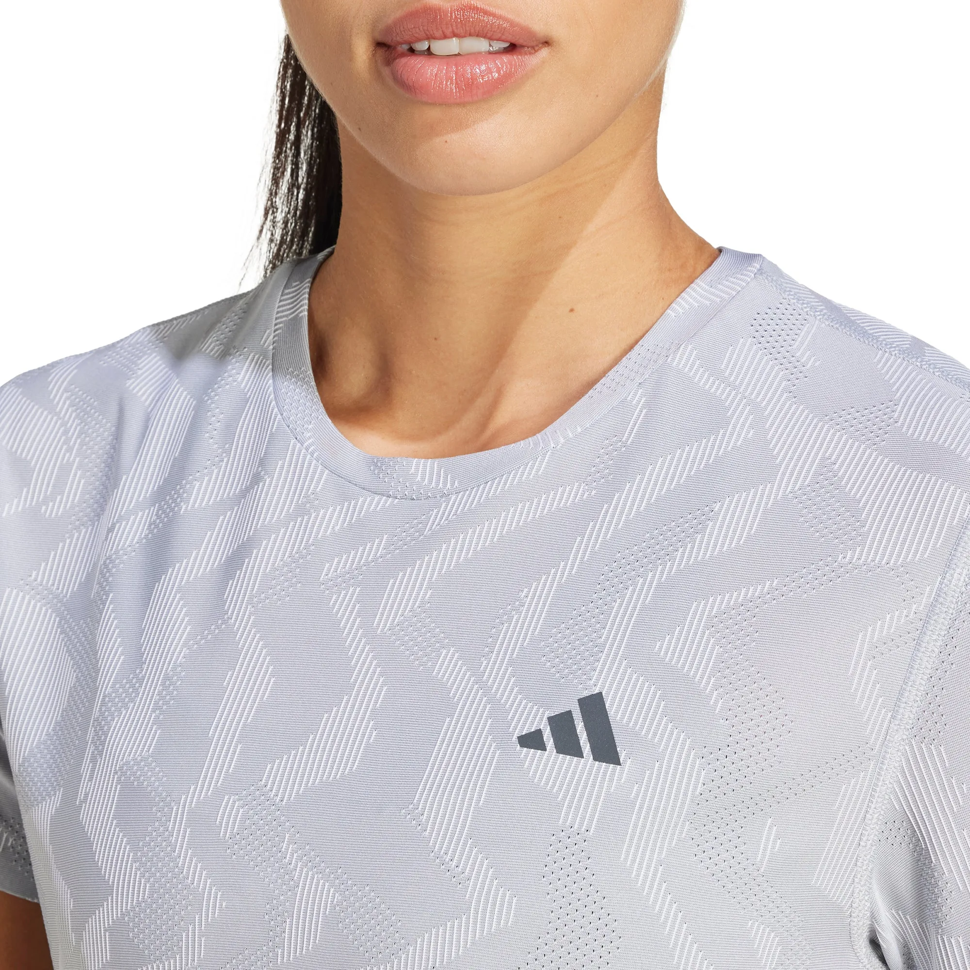adidas Ultimate HEAT.RDY Engineered Short Sleeve Womens Running Top - Grey