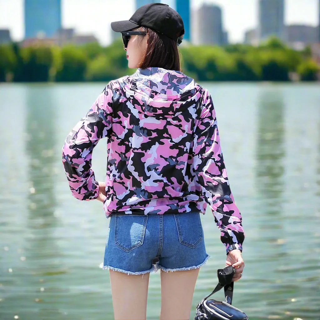 Anniou Women's UPF 50  Anti UV Sun Protection Camo Jacket