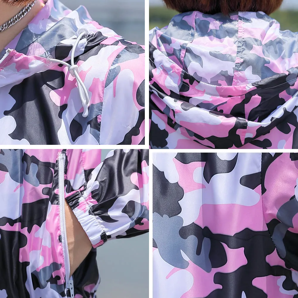 Anniou Women's UPF 50  Anti UV Sun Protection Camo Jacket