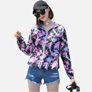 Anniou Women's UPF 50  Anti UV Sun Protection Camo Jacket