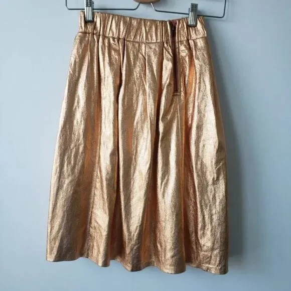 Anthropologie Moulinette Soeurs Copper Metallic Skirt size XS NEW!!!