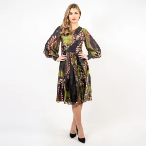 Asymmetric Neckline Pleated A-line Dress