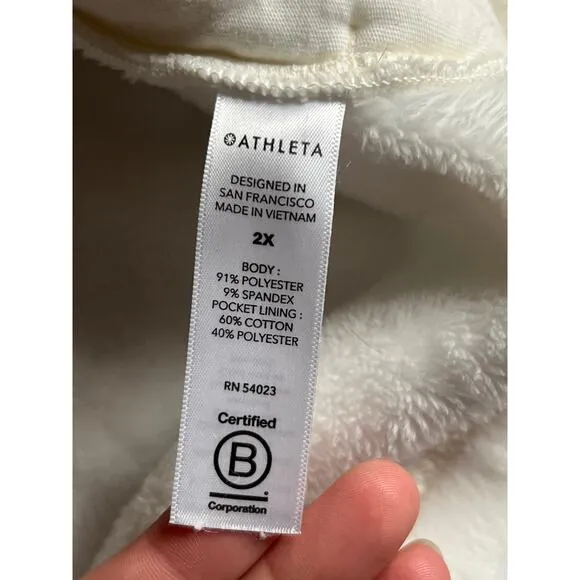 Athleta Cream Recover Cozy Karma Full Zip size 2XL