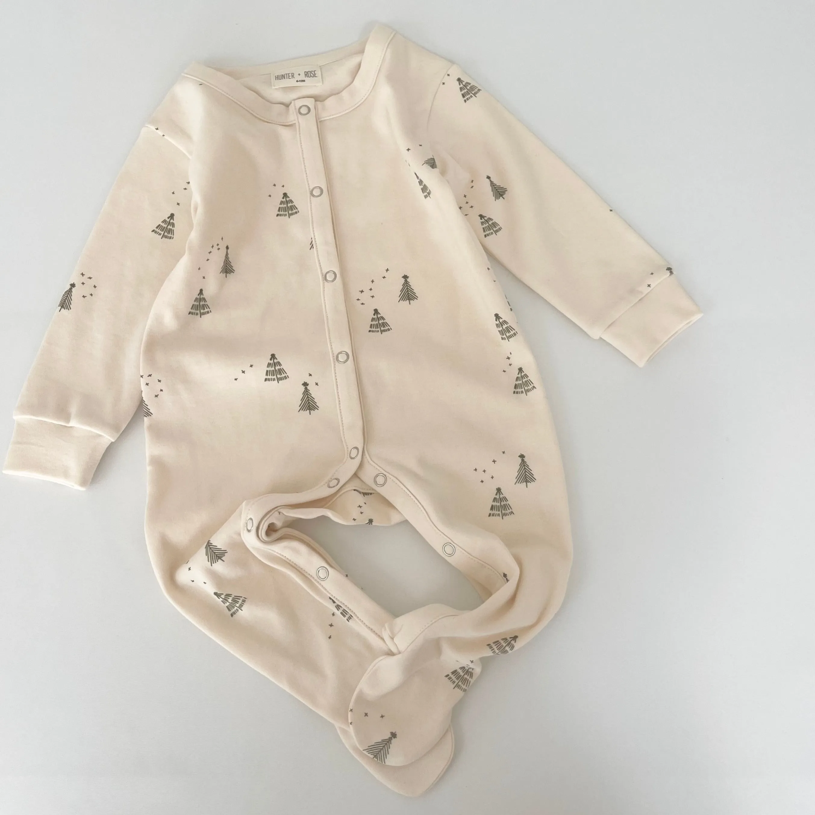 Baby Noel Christmas Pine Tree Print Sleepsuit