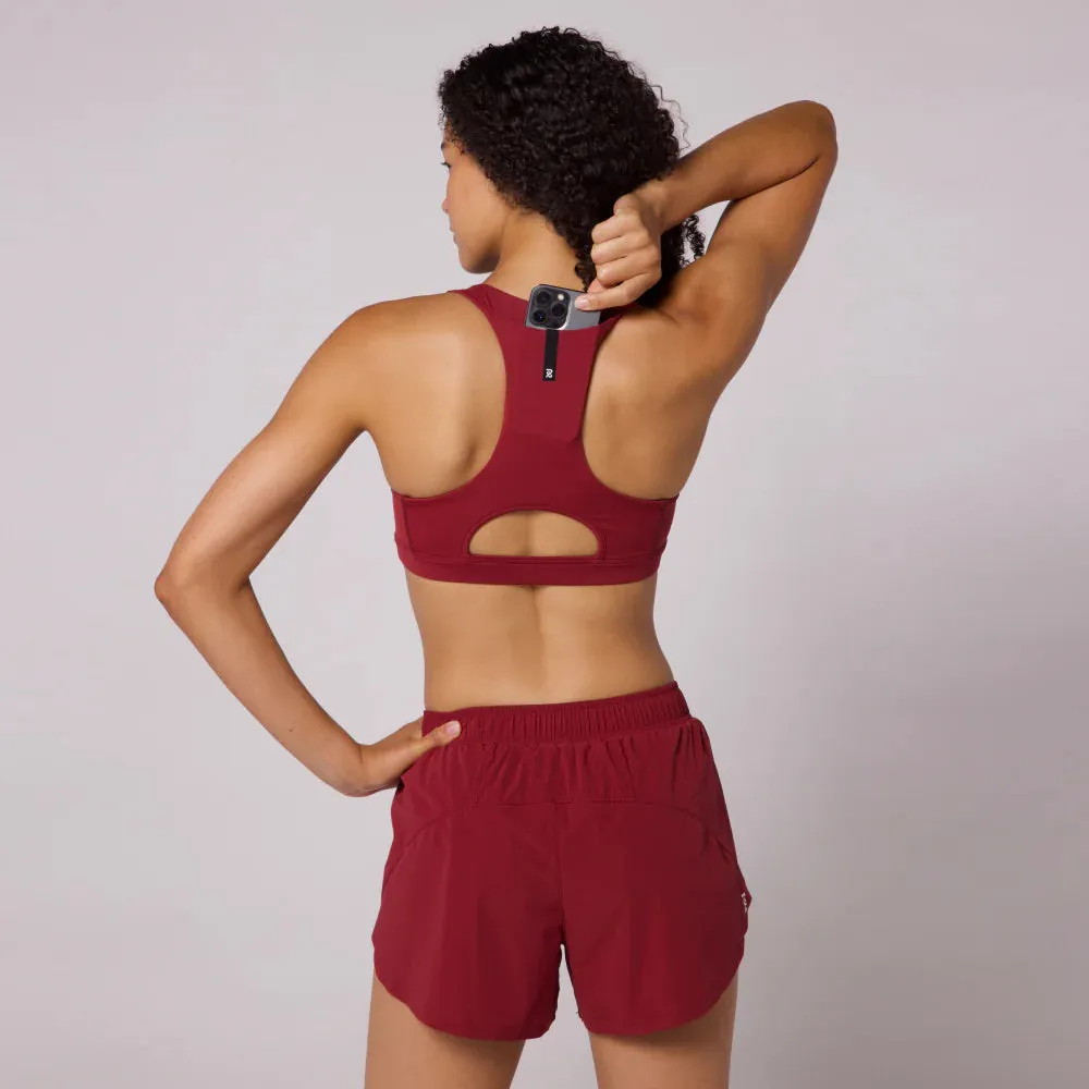 Bandit Running Gridlock Scoop Neck Run Bra - Cherry