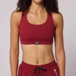 Bandit Running Gridlock Scoop Neck Run Bra - Cherry