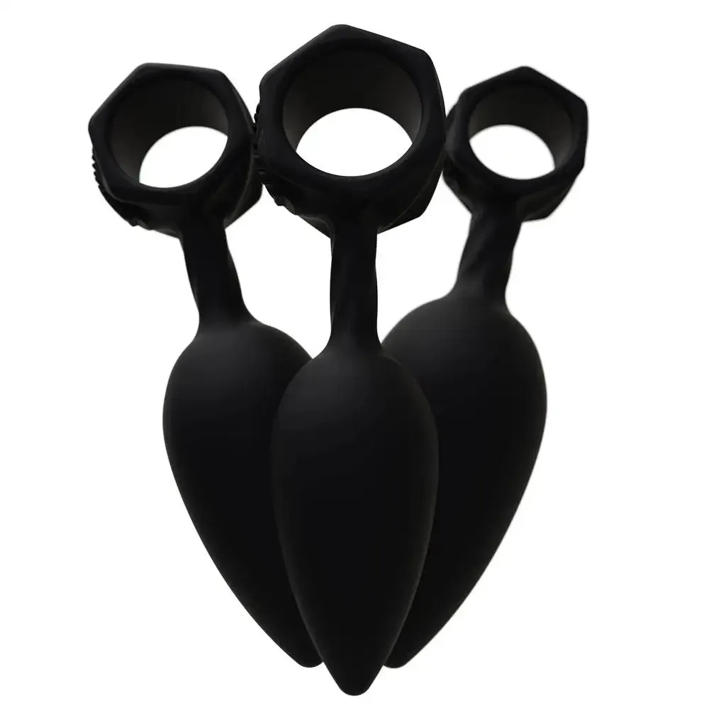 Bathmate Silicone Black Rechargeable Vibrating Butt Plugs Set of 3