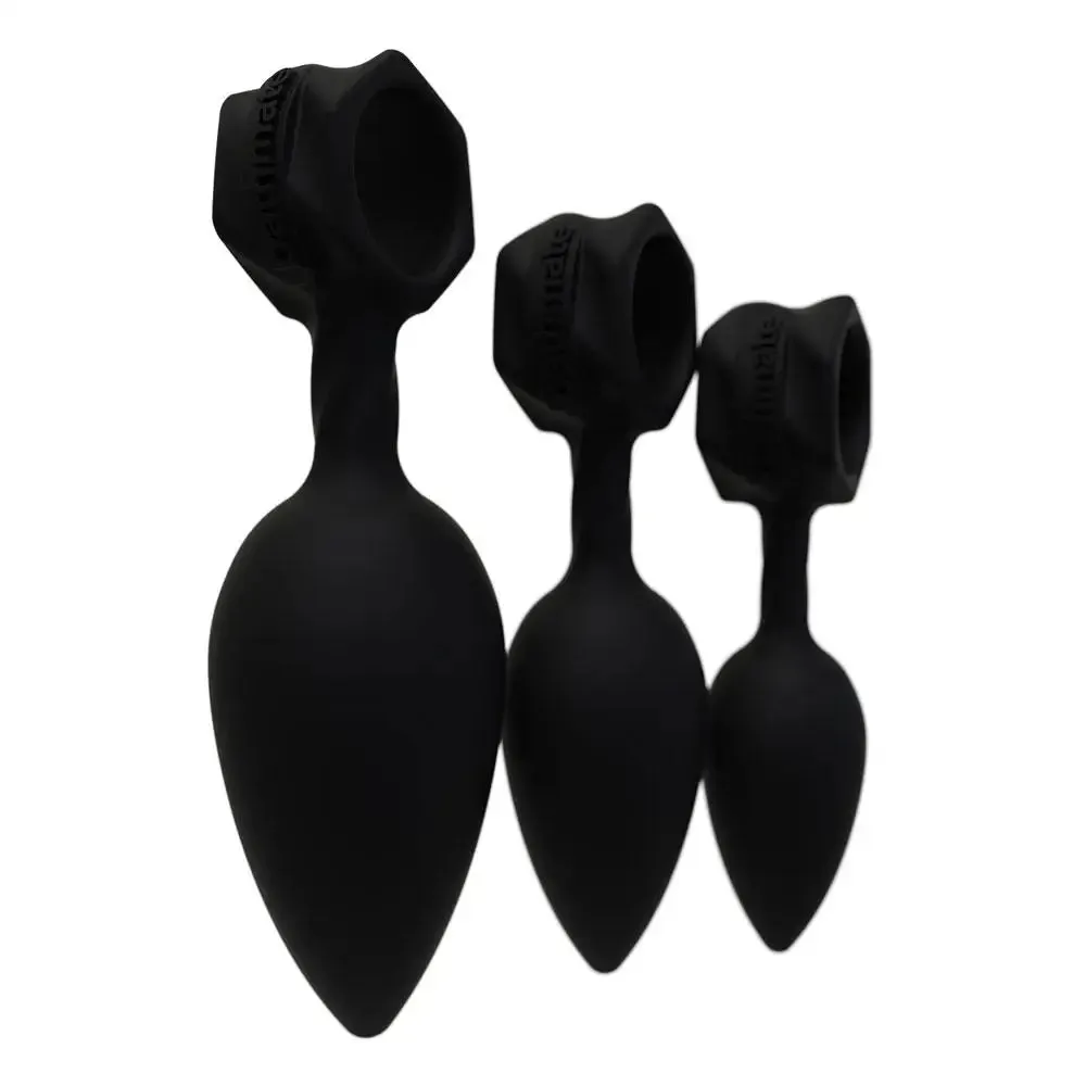 Bathmate Silicone Black Rechargeable Vibrating Butt Plugs Set of 3