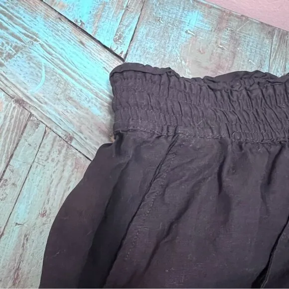 Blank NYC Black Linen Drawstring Shorts Size Small