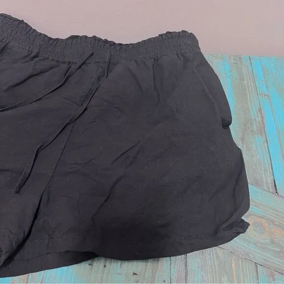 Blank NYC Black Linen Drawstring Shorts Size Small