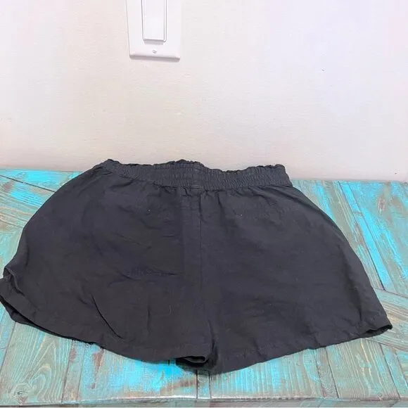 Blank NYC Black Linen Drawstring Shorts Size Small