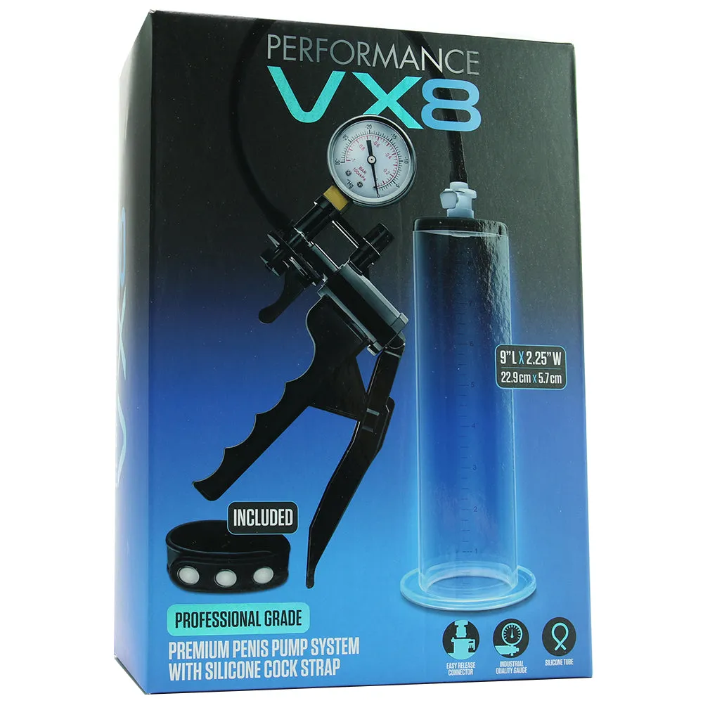 Blush Performance VX8 Premium Penis Pump System with Silicone Cock Strap Clear | Penis Enlarger