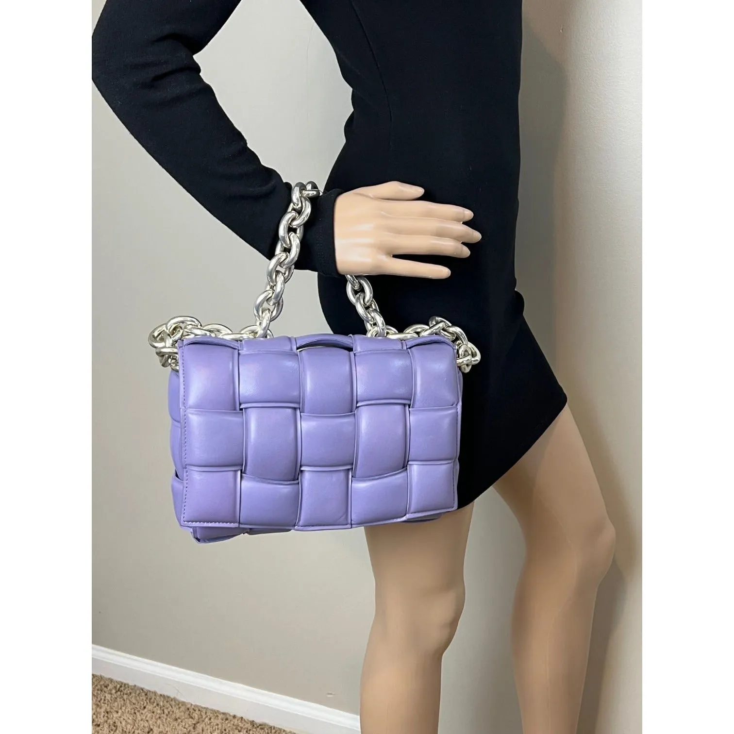 Bottega Veneta Padded Chain Cassette Purple Hand Shoulder Bag