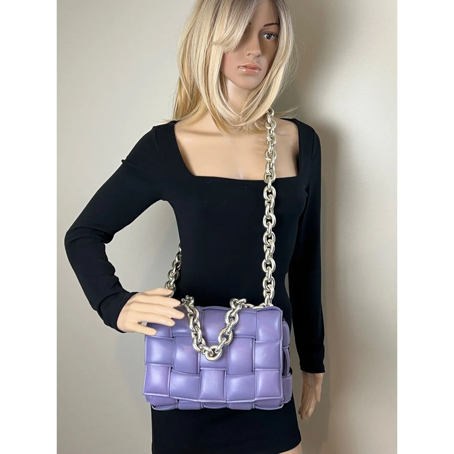 Bottega Veneta Padded Chain Cassette Purple Hand Shoulder Bag