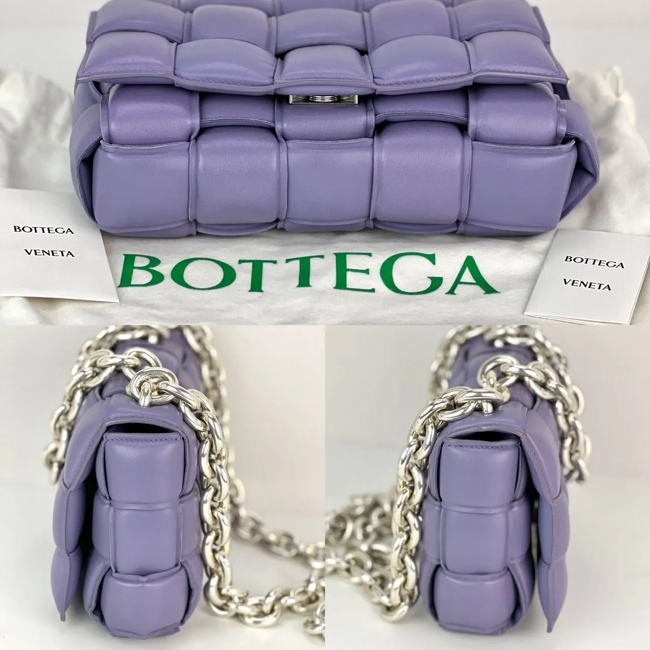 Bottega Veneta Padded Chain Cassette Purple Hand Shoulder Bag