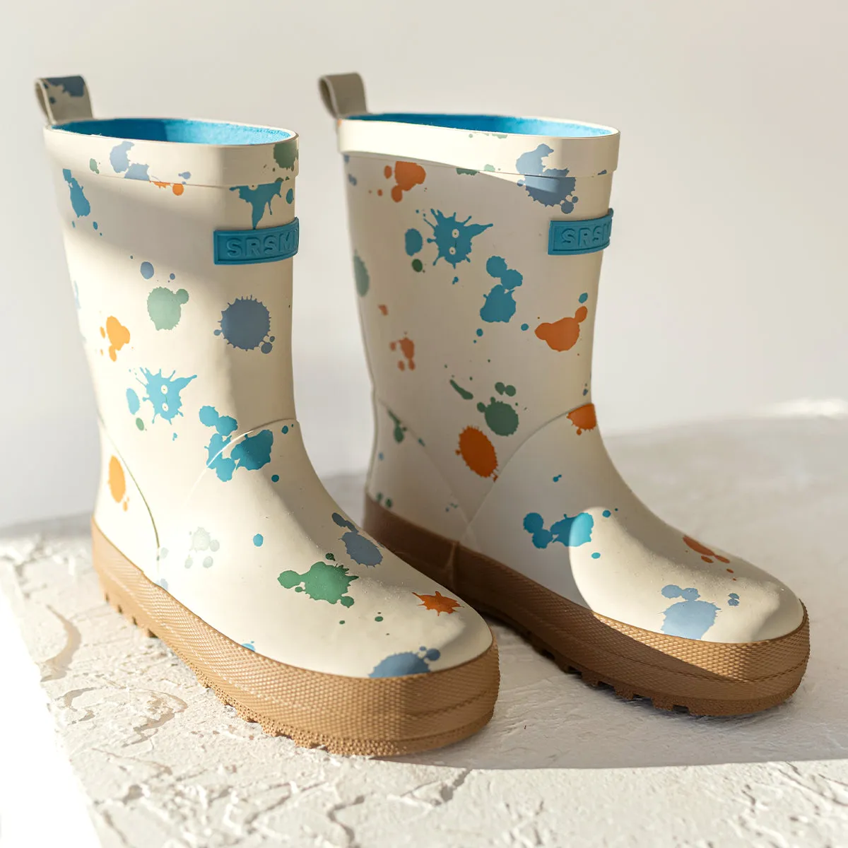 Bottes de pluie imperméables crème à motifs|| Cream waterproof rain boots with all over print