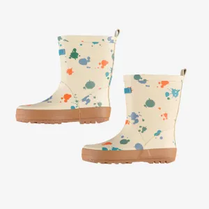 Bottes de pluie imperméables crème à motifs|| Cream waterproof rain boots with all over print