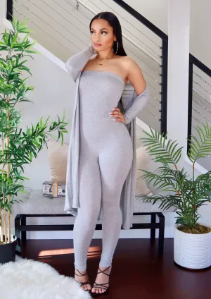 Breezy Strapless Jumpsuit Set (Grey)