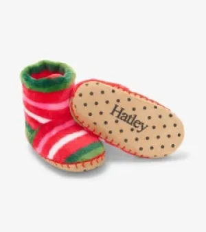 Candy Cane Stripe Fleece Slippers