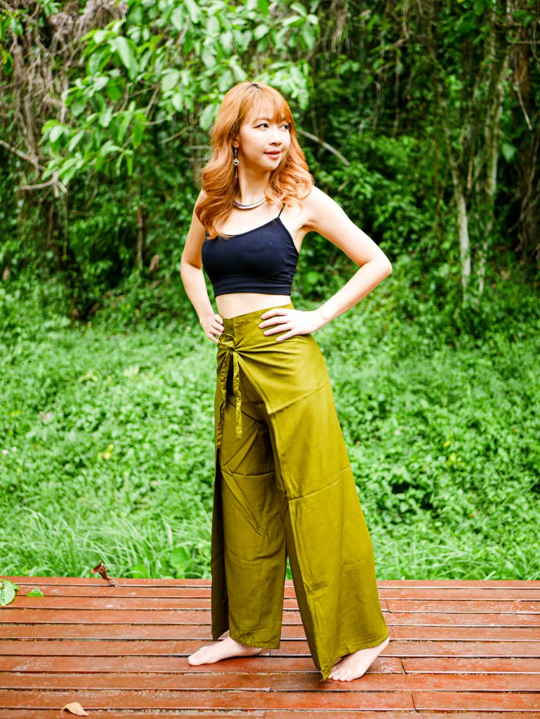 Chartreuse Palazzo Wrap Pants