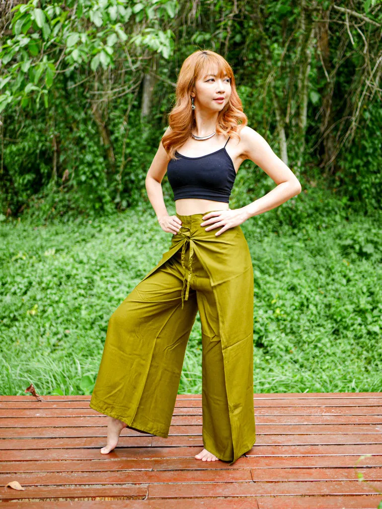 Chartreuse Palazzo Wrap Pants