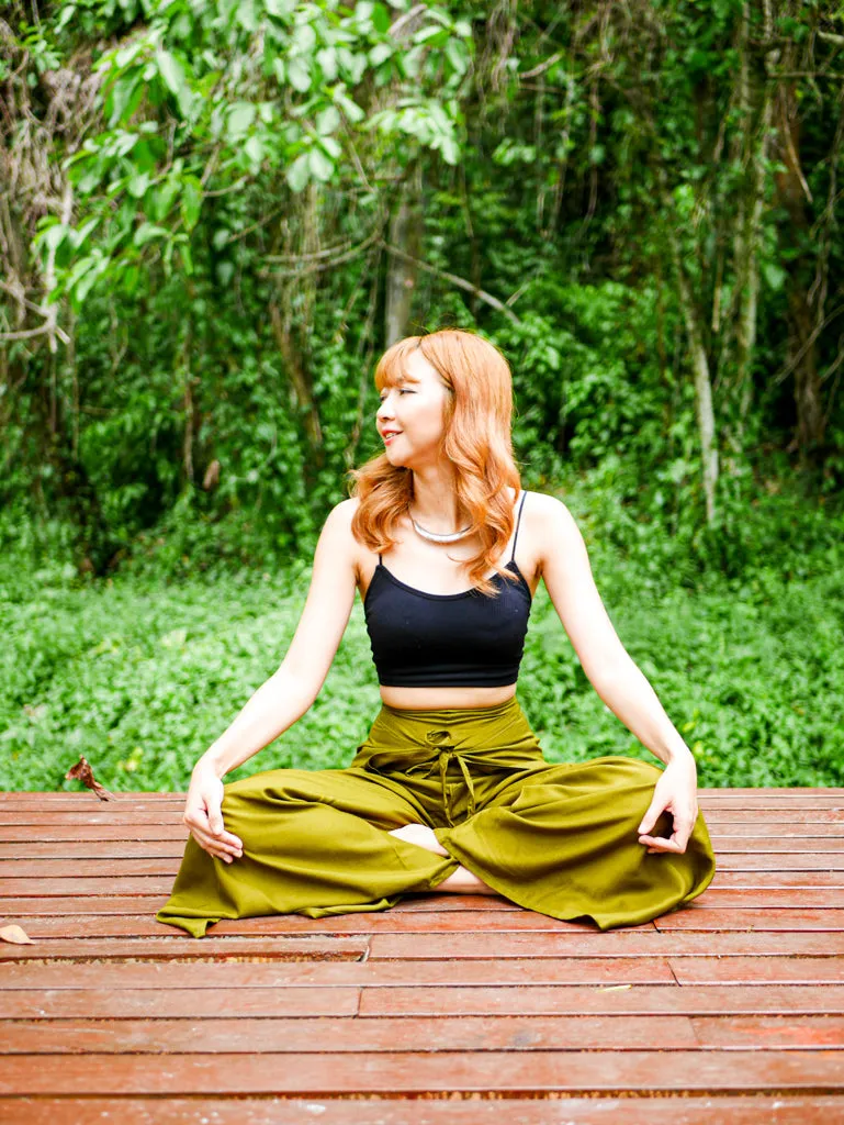 Chartreuse Palazzo Wrap Pants