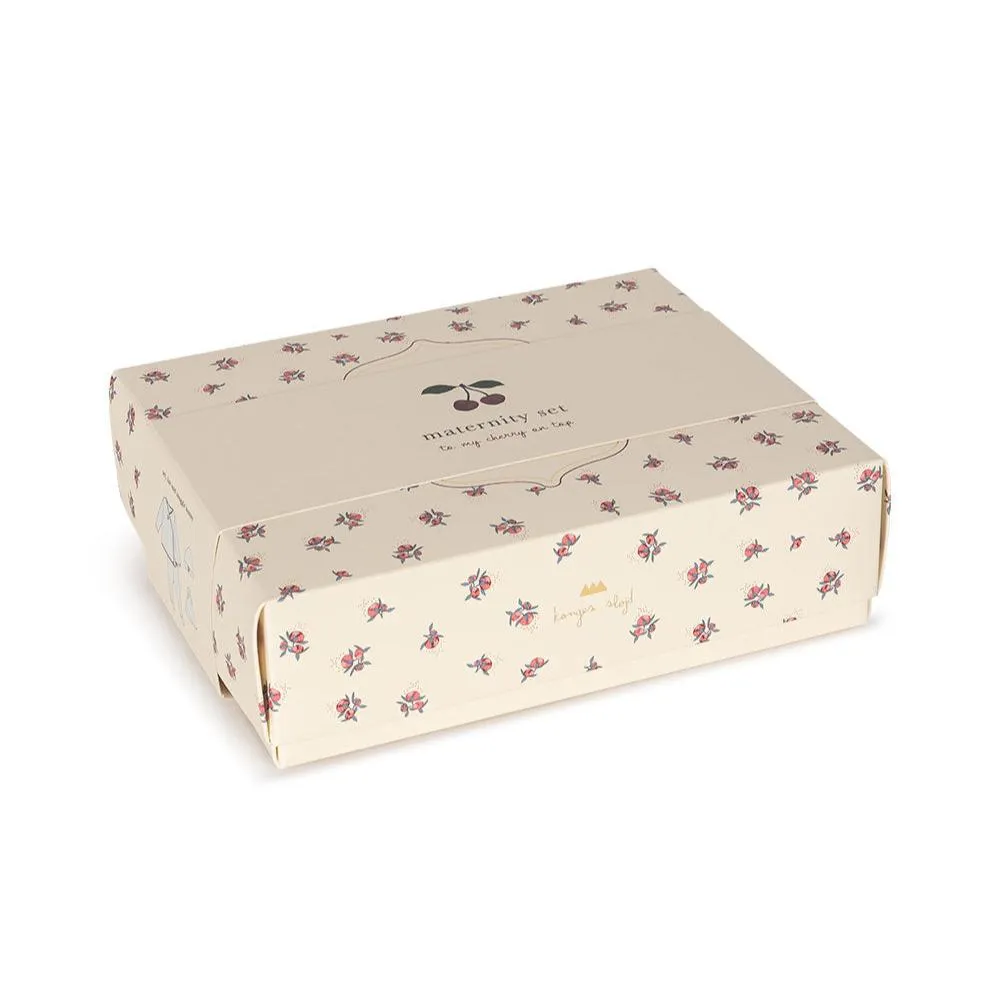 Cherry Embroidered Newborn Baby Essentials 3 Piece Gift Box Set