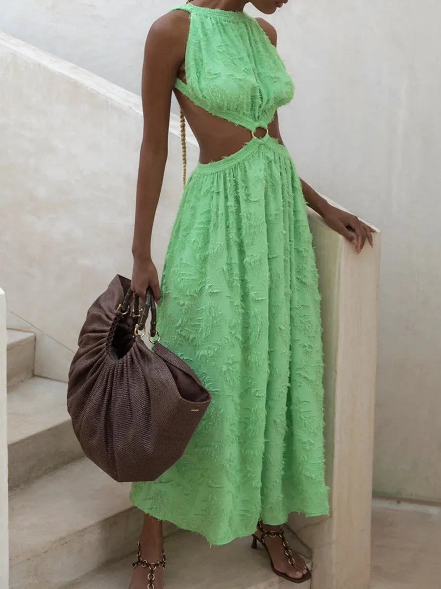 Chic Cutout Back Open Maxi Vacation Dress