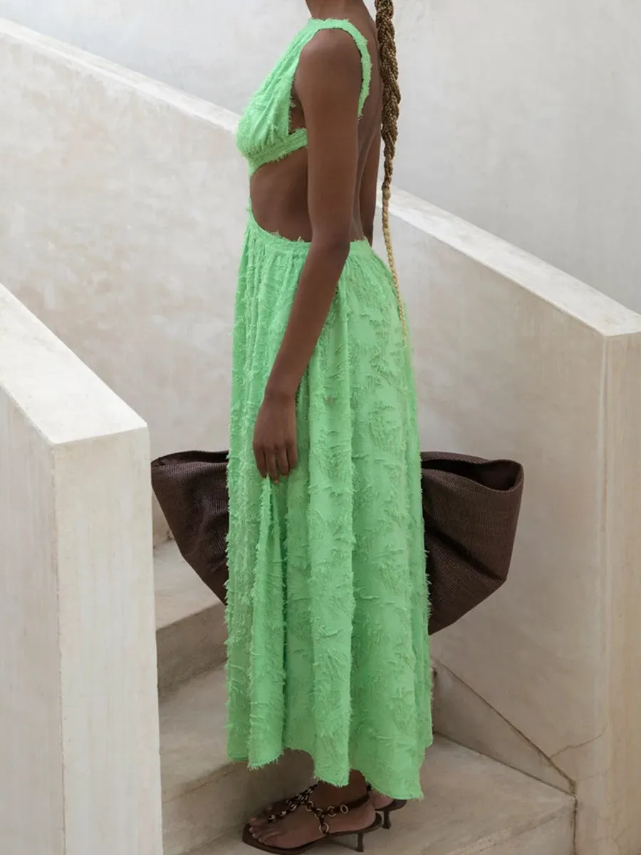 Chic Cutout Back Open Maxi Vacation Dress