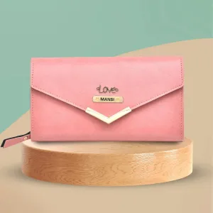 Classy Leather Customised Stylish Lady Wallet  (Peach)