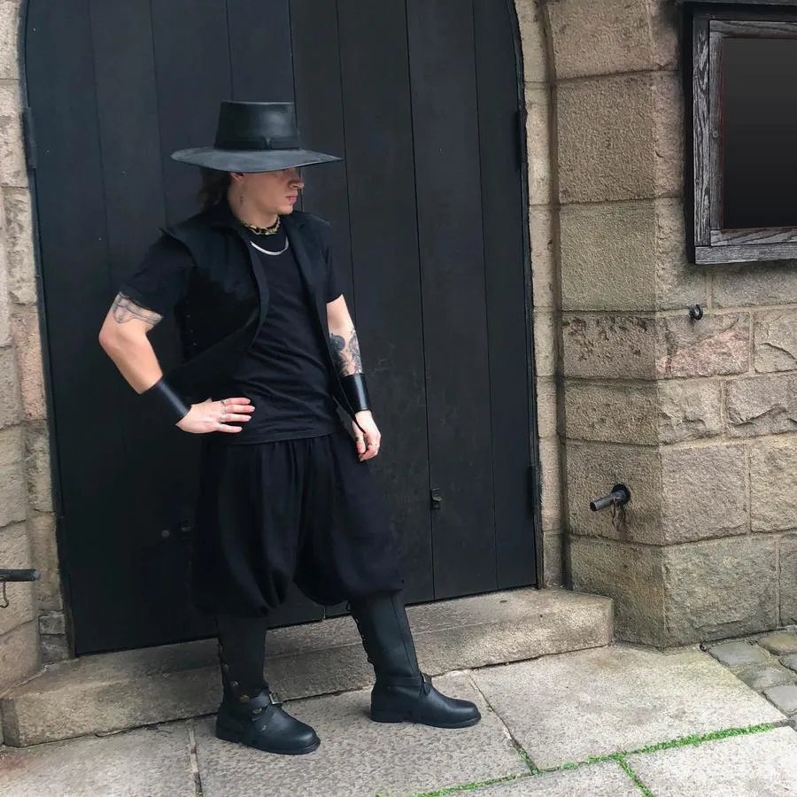 *CLOSING SALE* Men’s Black Leather Renaissance Boots with Removable Buckled Straps