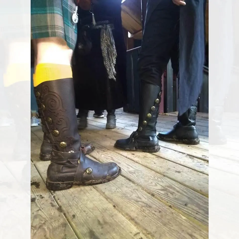 *CLOSING SALE* Men’s Black Leather Renaissance Boots with Removable Buckled Straps