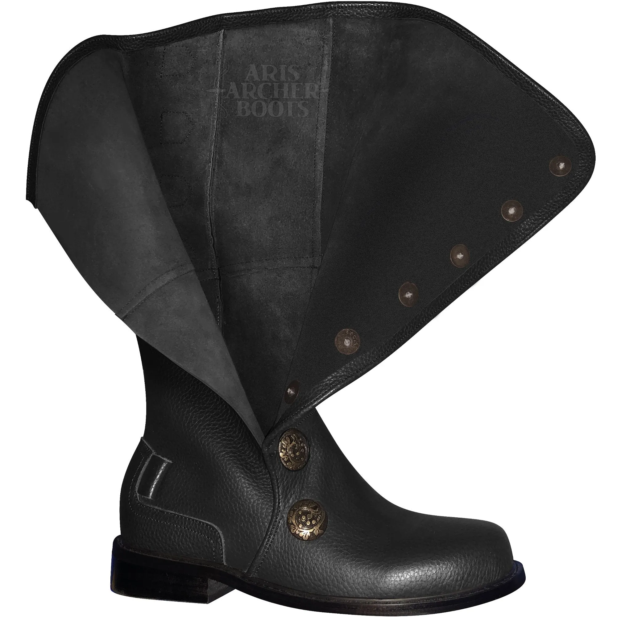 *CLOSING SALE* Men’s Black Leather Renaissance Boots with Removable Buckled Straps