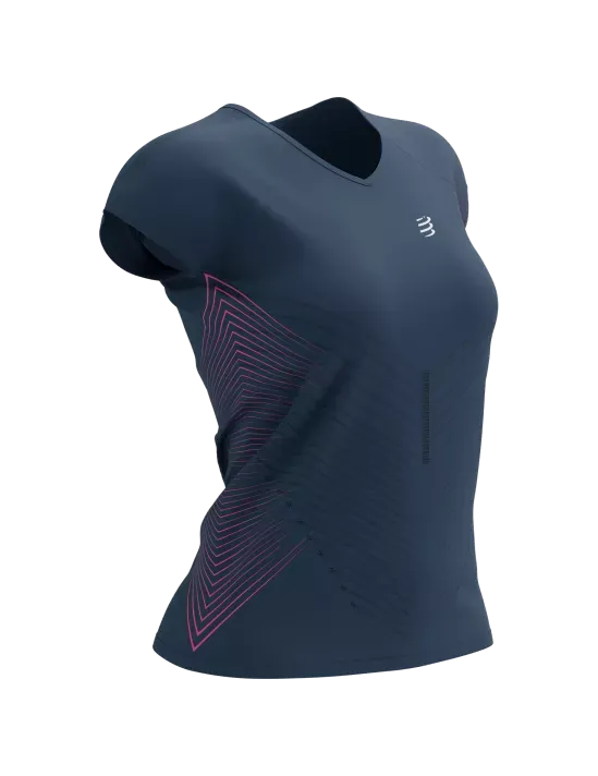 Compressport Women's Performance SS Tshirt - Mood Indigo/Magenta