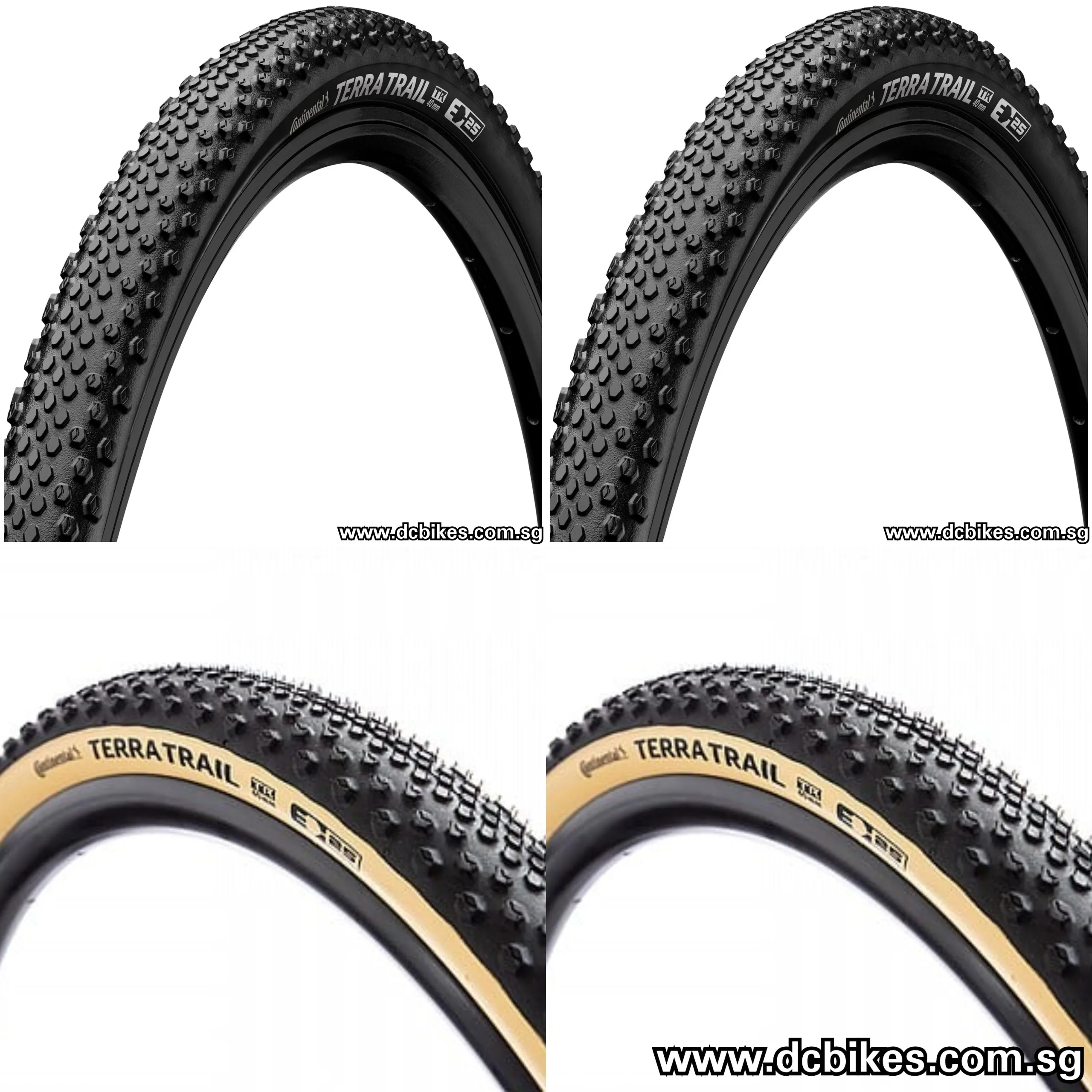 Continental 27.5 X 1.75 Terra Trail Black | Skinwall Creme Tubeless Gravel Folding Tyres (2 Tires) Etrto 47-584