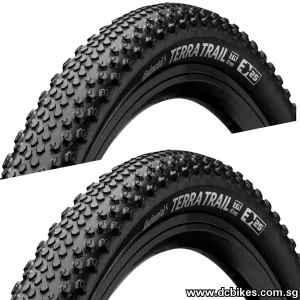 Continental 27.5 X 1.75 Terra Trail Black | Skinwall Creme Tubeless Gravel Folding Tyres (2 Tires) Etrto 47-584