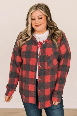 Cozy At The Cabin Plaid Button Top- Red